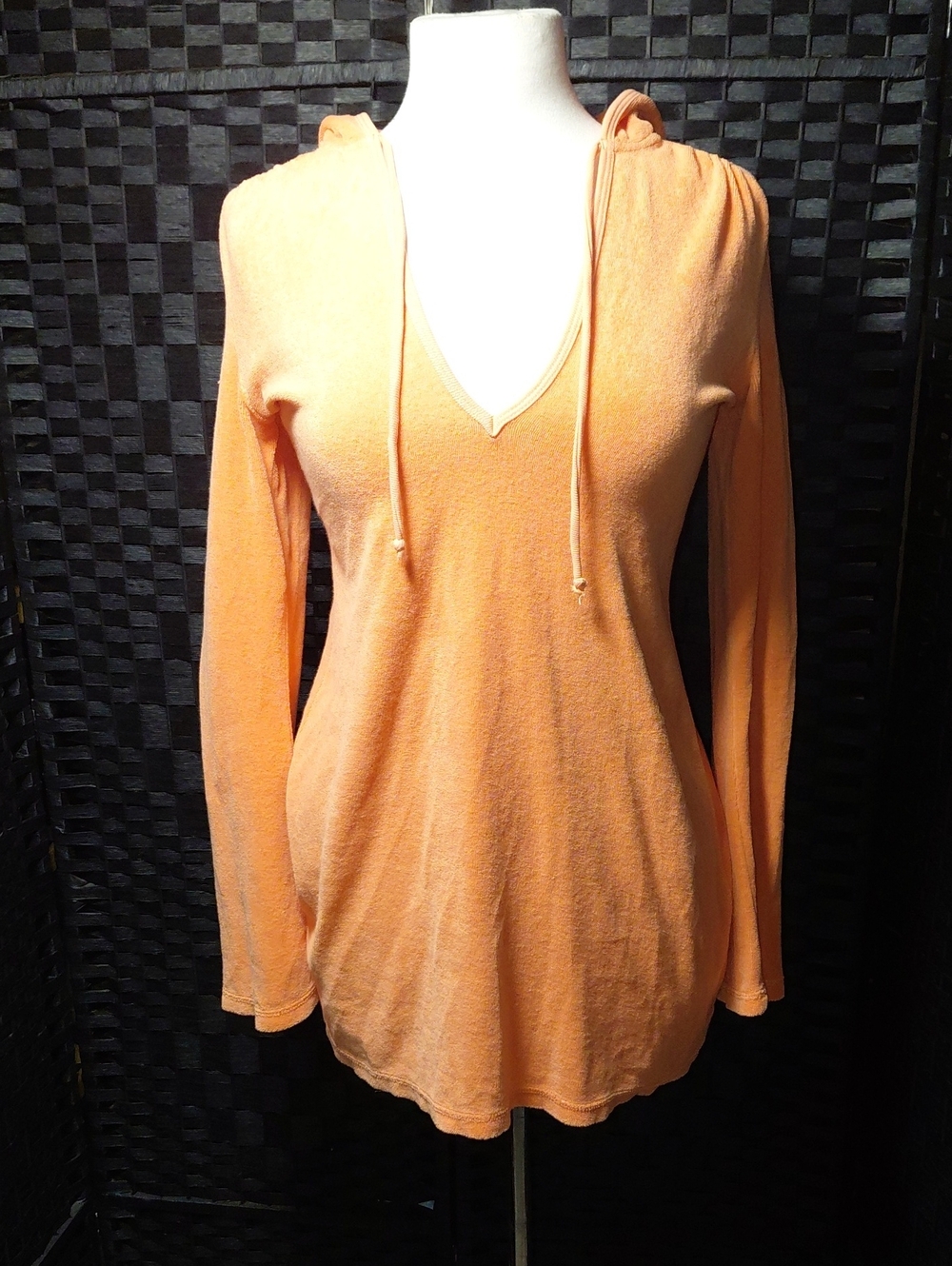 Y2K vintage juicy couture orange Coral Hooded terry cloth Tunic dress cover up m